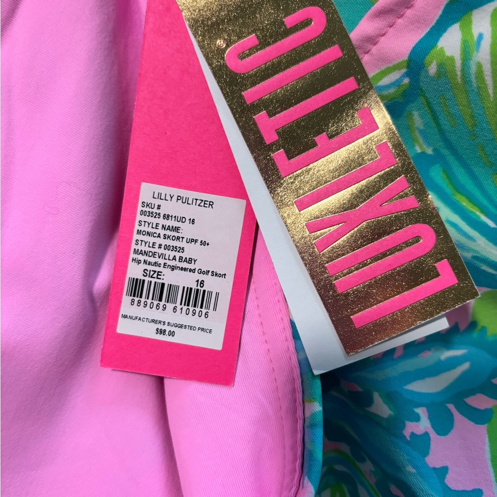Lilly Pulitzer Pink and Green Tropical Skort - Picture 2 of 6